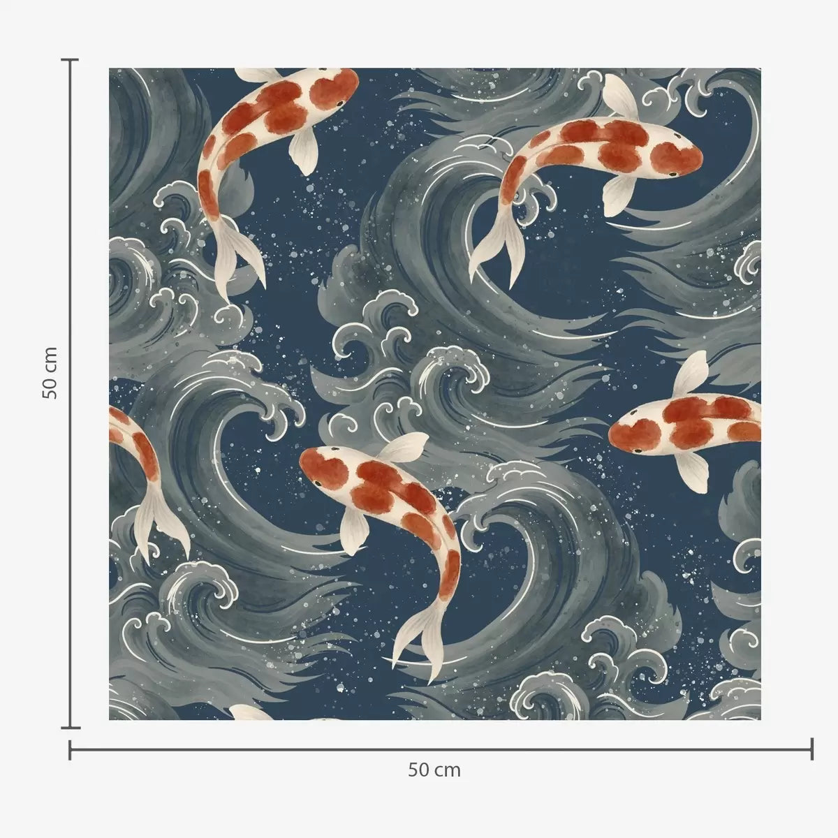 Papier peint Carpes koï dans les vagues — mise en situation