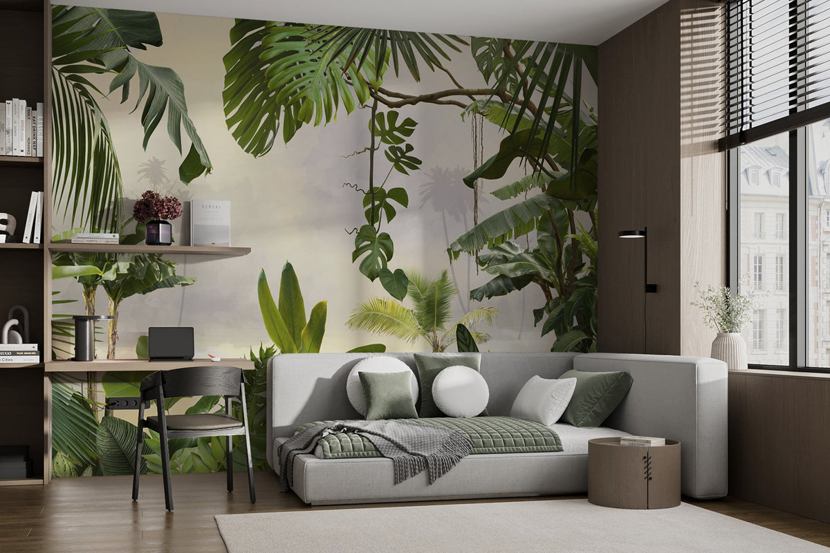 Papier peint Cadre de feuillage tropical — mise en situation