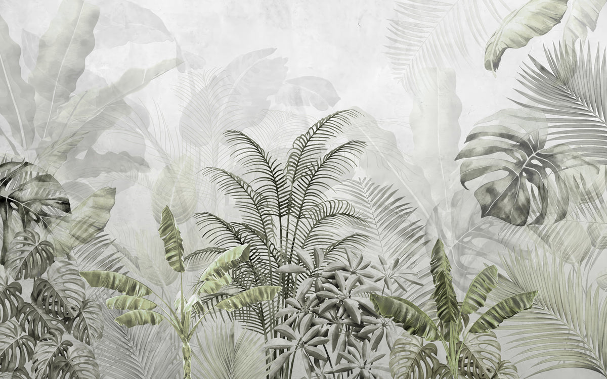 Papier peint Jungle en graphite — mise en situation