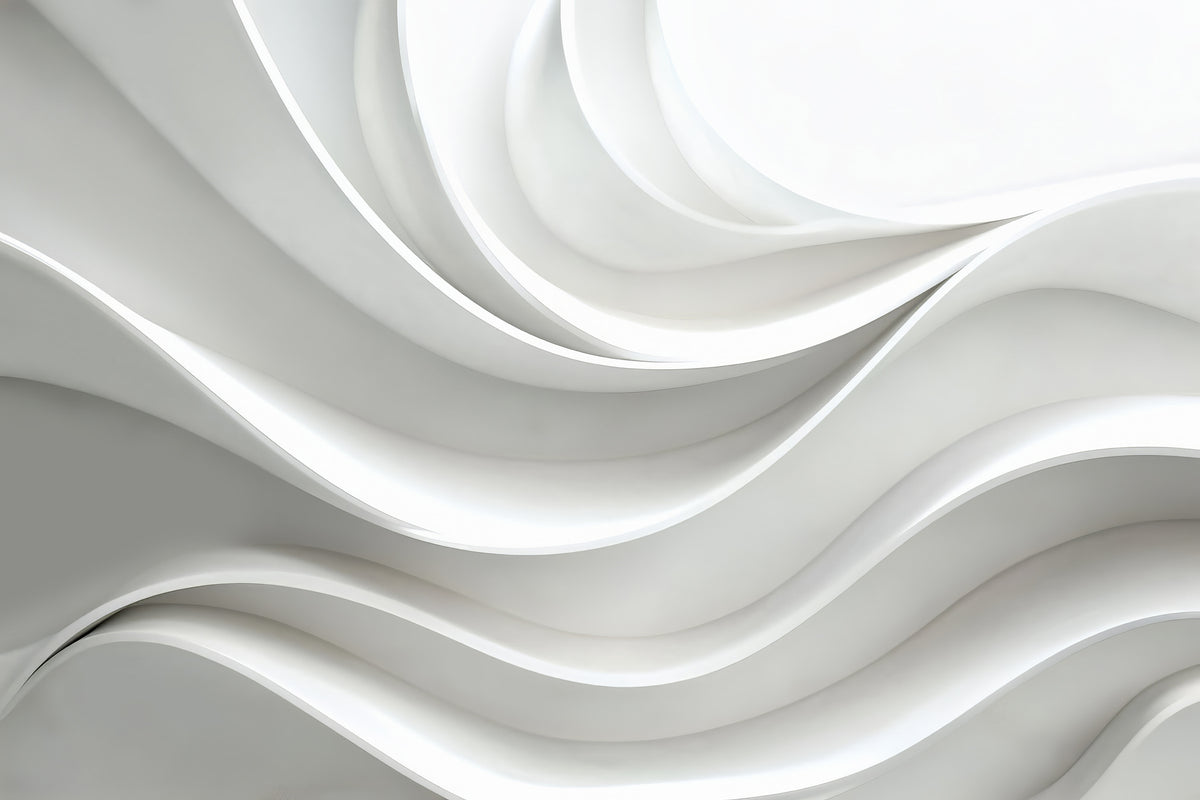 Papier peint Vagues blanches sculptées — mise en situation