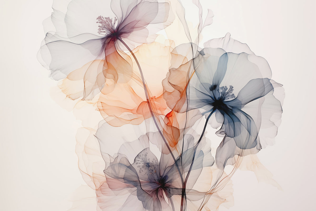 Papier peint Fleurs translucides — mise en situation