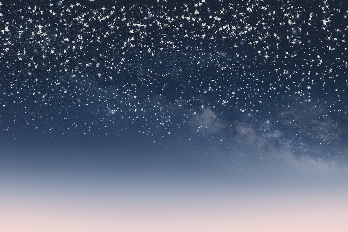 Papier peint Pluie d’étoiles en bleu — mise en situation
