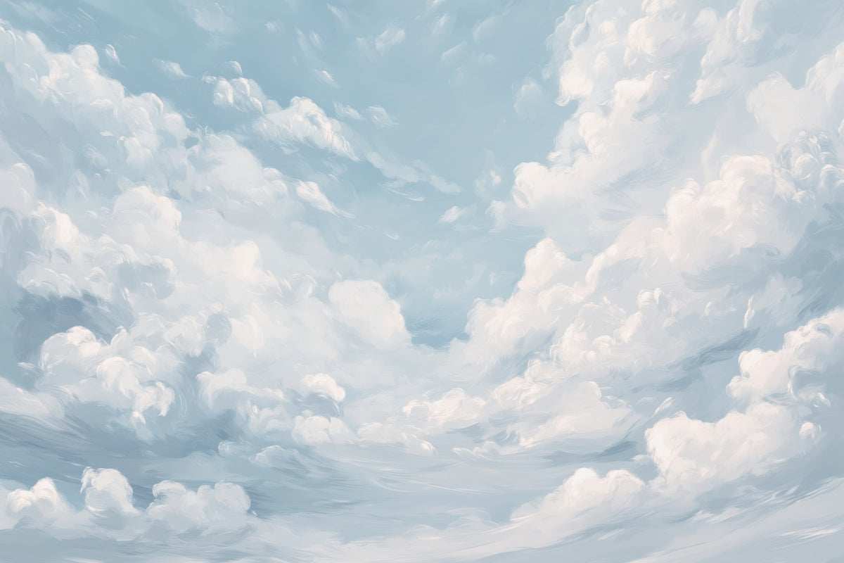 Papier peint Nuages dans un bleu pictural — mise en situation