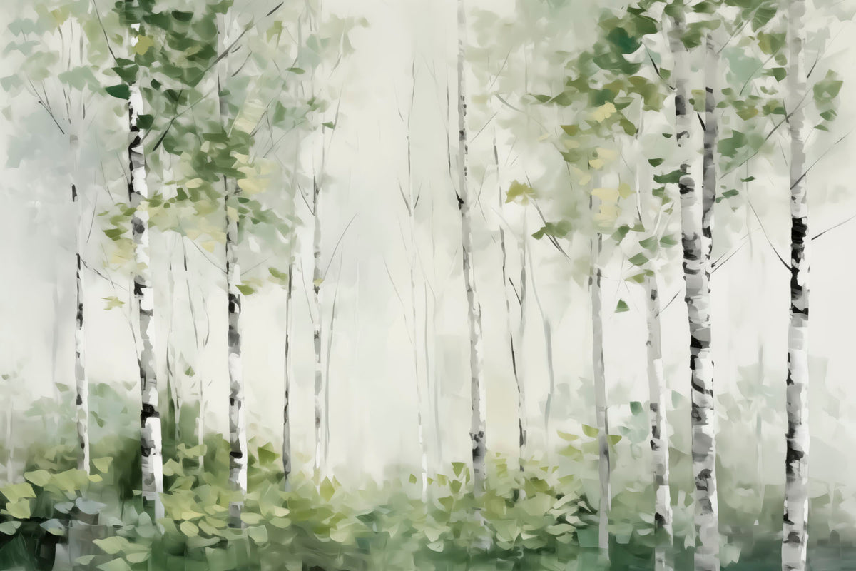Papier peint Bosquet de bouleaux — mise en situation