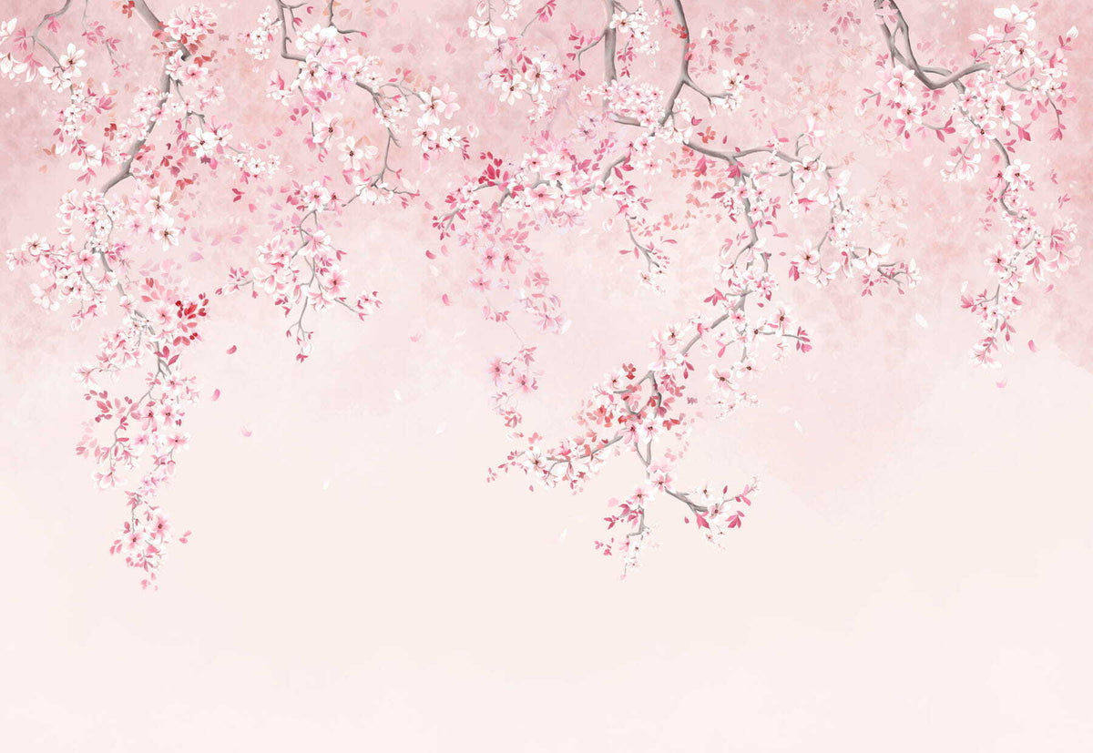 Papier peint Floraison en rose tendre — mise en situation