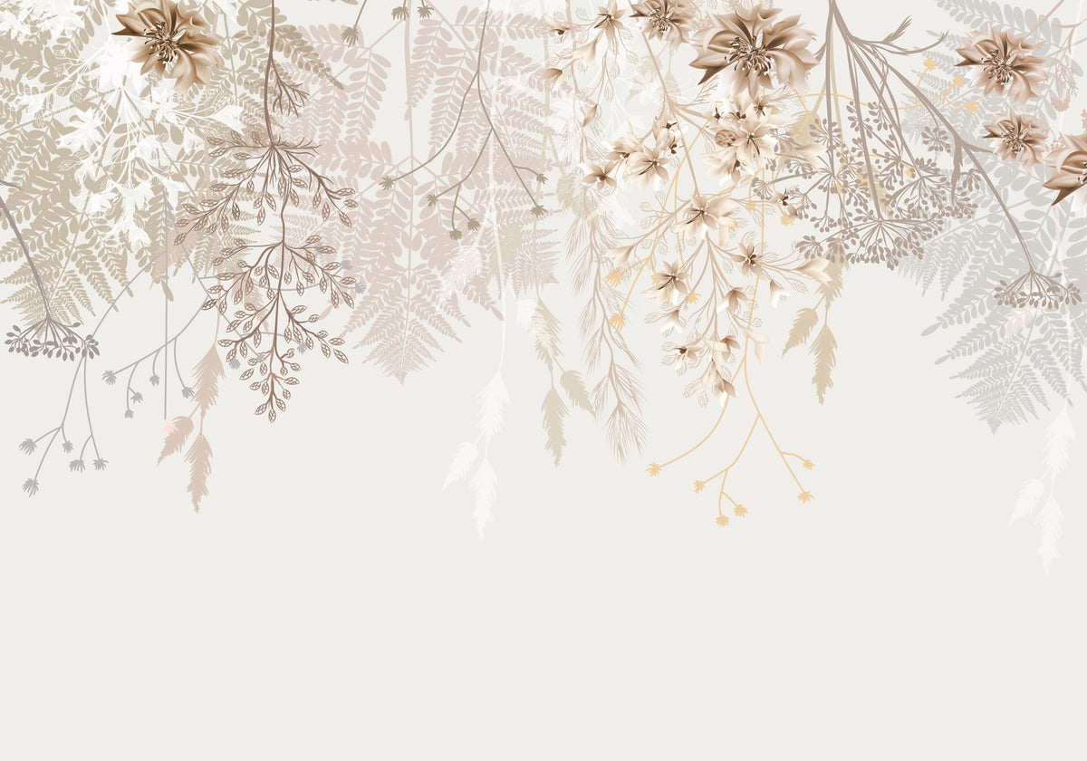 Papier peint Cascade de fleurs sauvages — mise en situation