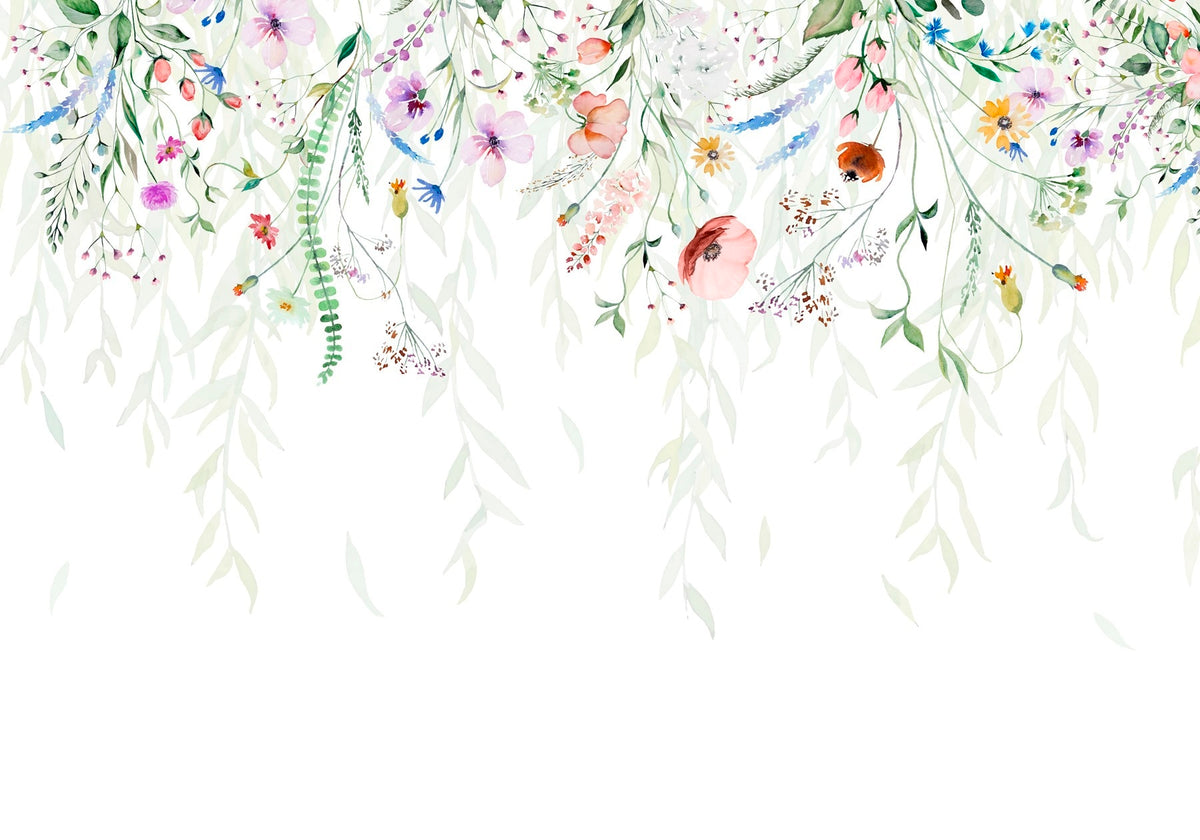 Papier peint Rubans fleuris à l’aquarelle — mise en situation