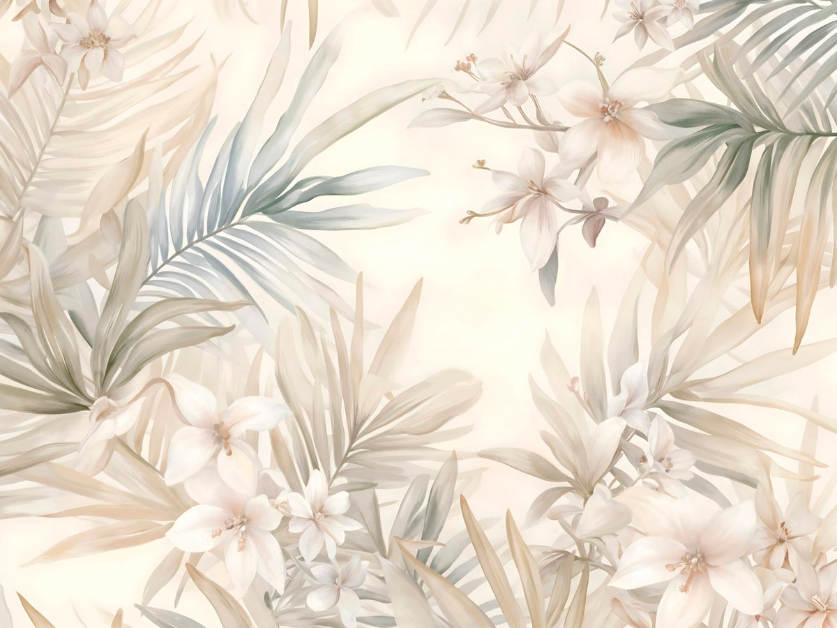 Papier peint Palmes tropicales pastel — mise en situation