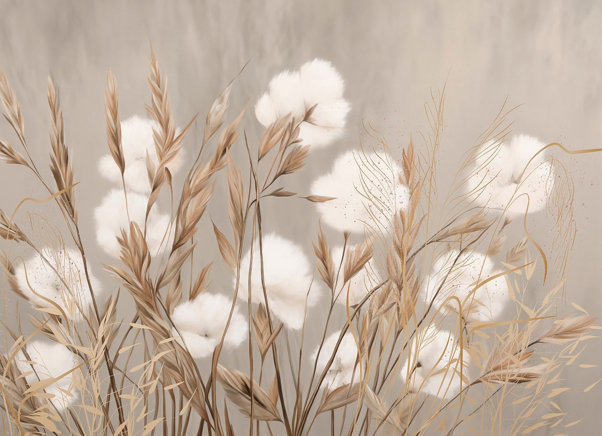 Papier peint Prairie ocre — mise en situation