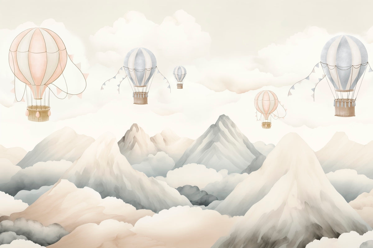 Papier peint Ballons sur les sommets — mise en situation