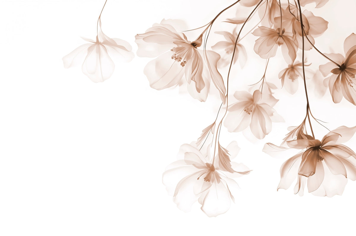 Papier peint Fleurs retombantes rosées — mise en situation