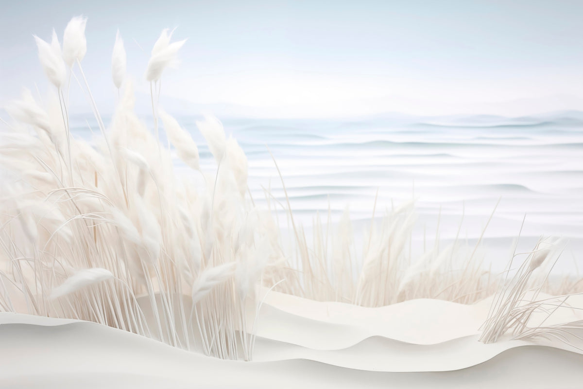 Papier peint Pampas pâles près de la mer — mise en situation