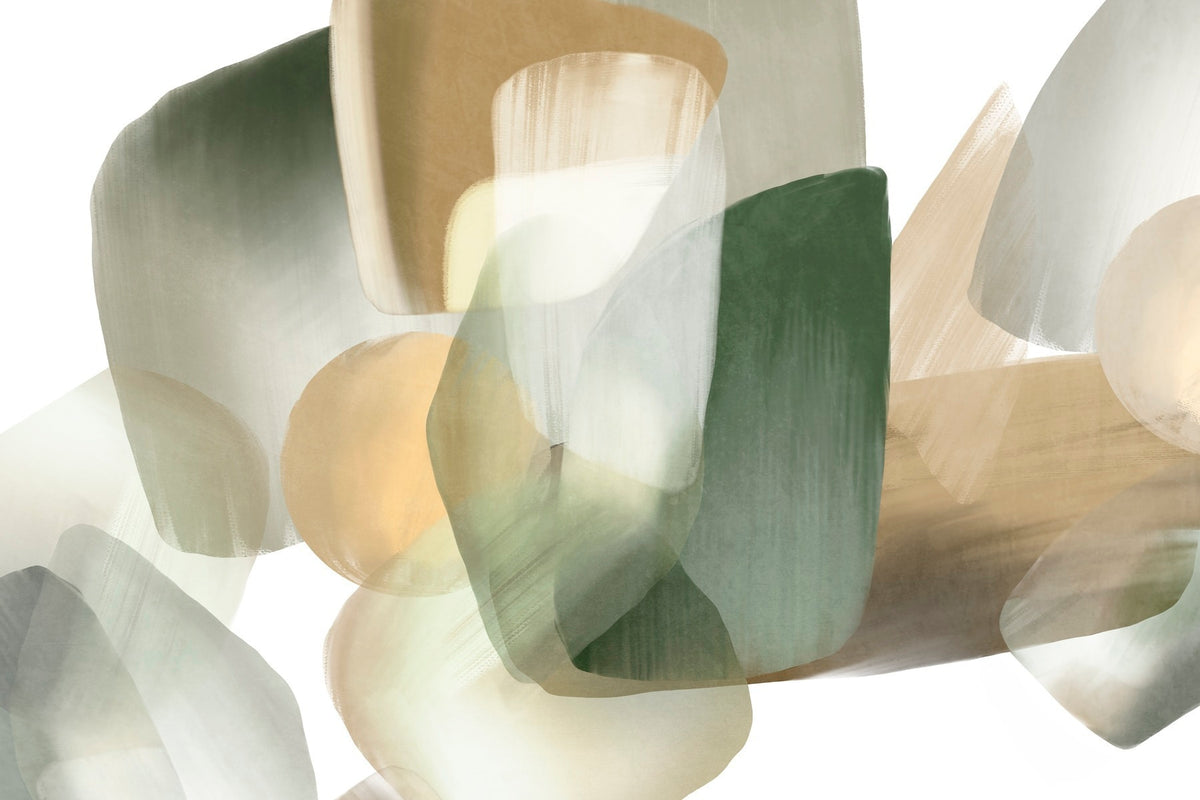 Papier peint Formes olive superposées — mise en situation