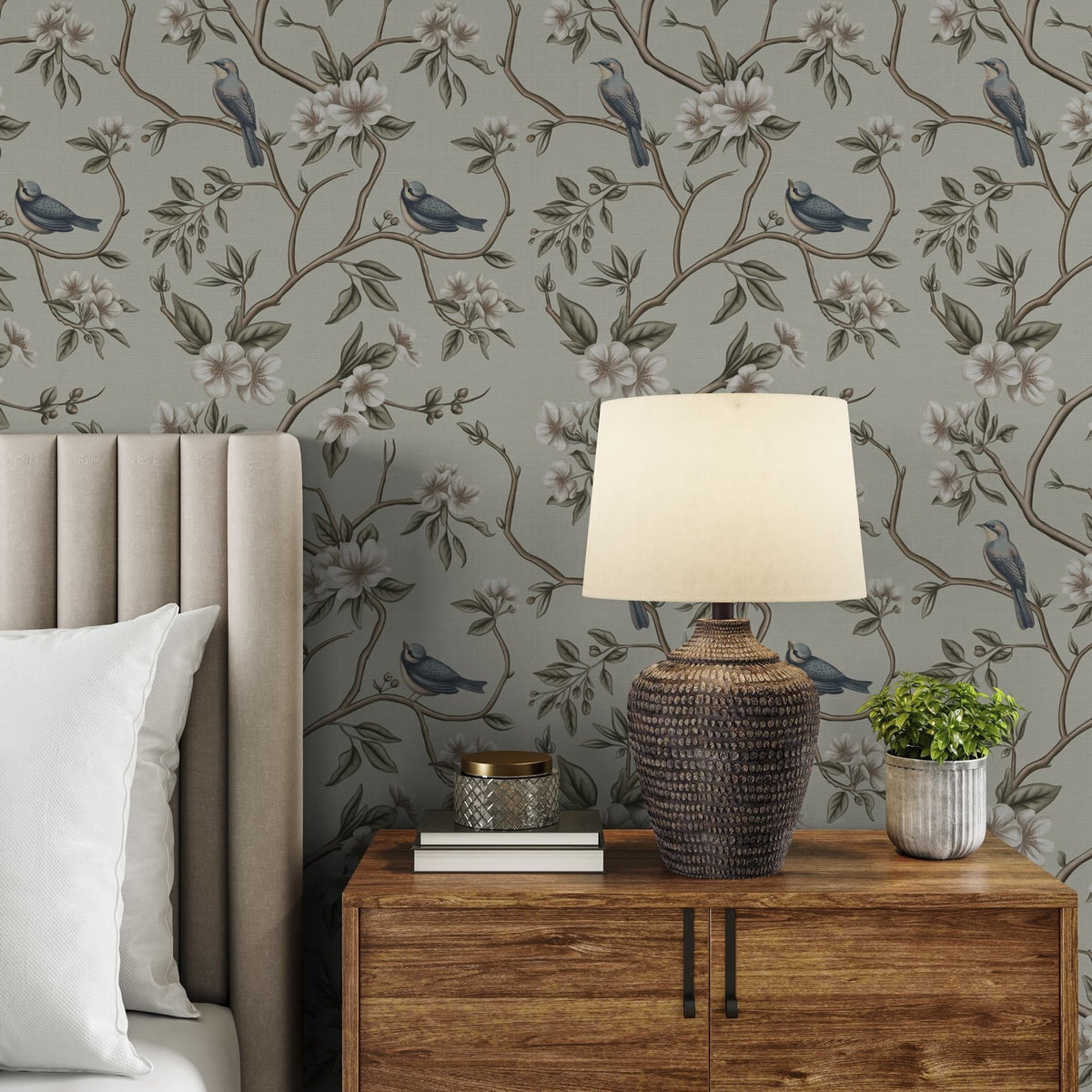 Papier peint Oiseaux dans les fleurs