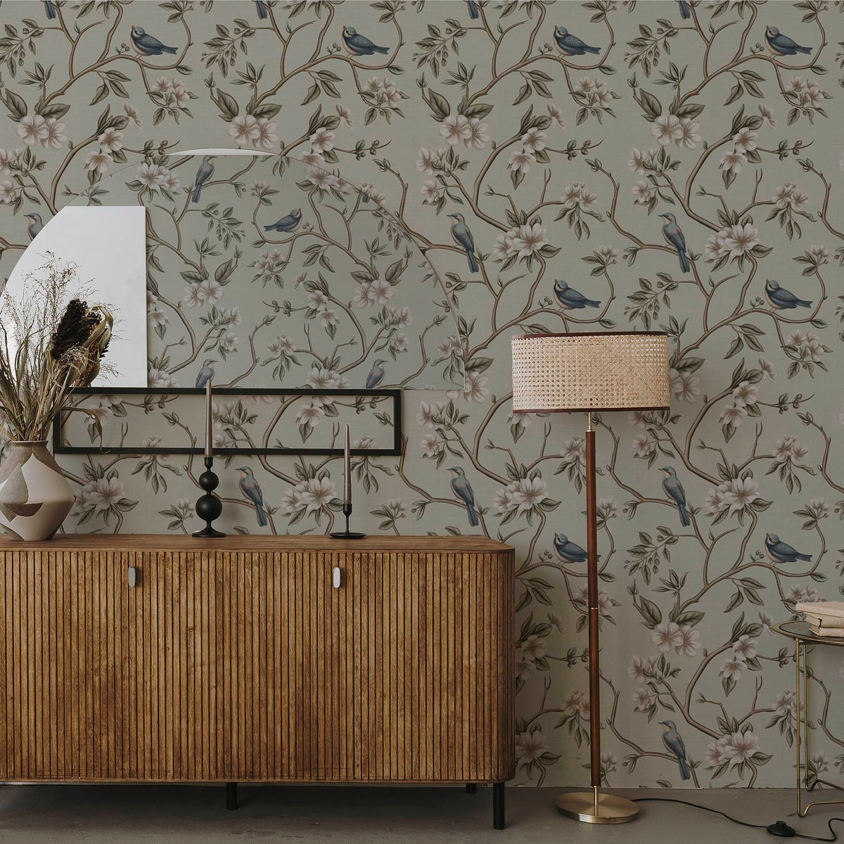 Papier peint Oiseaux dans les fleurs