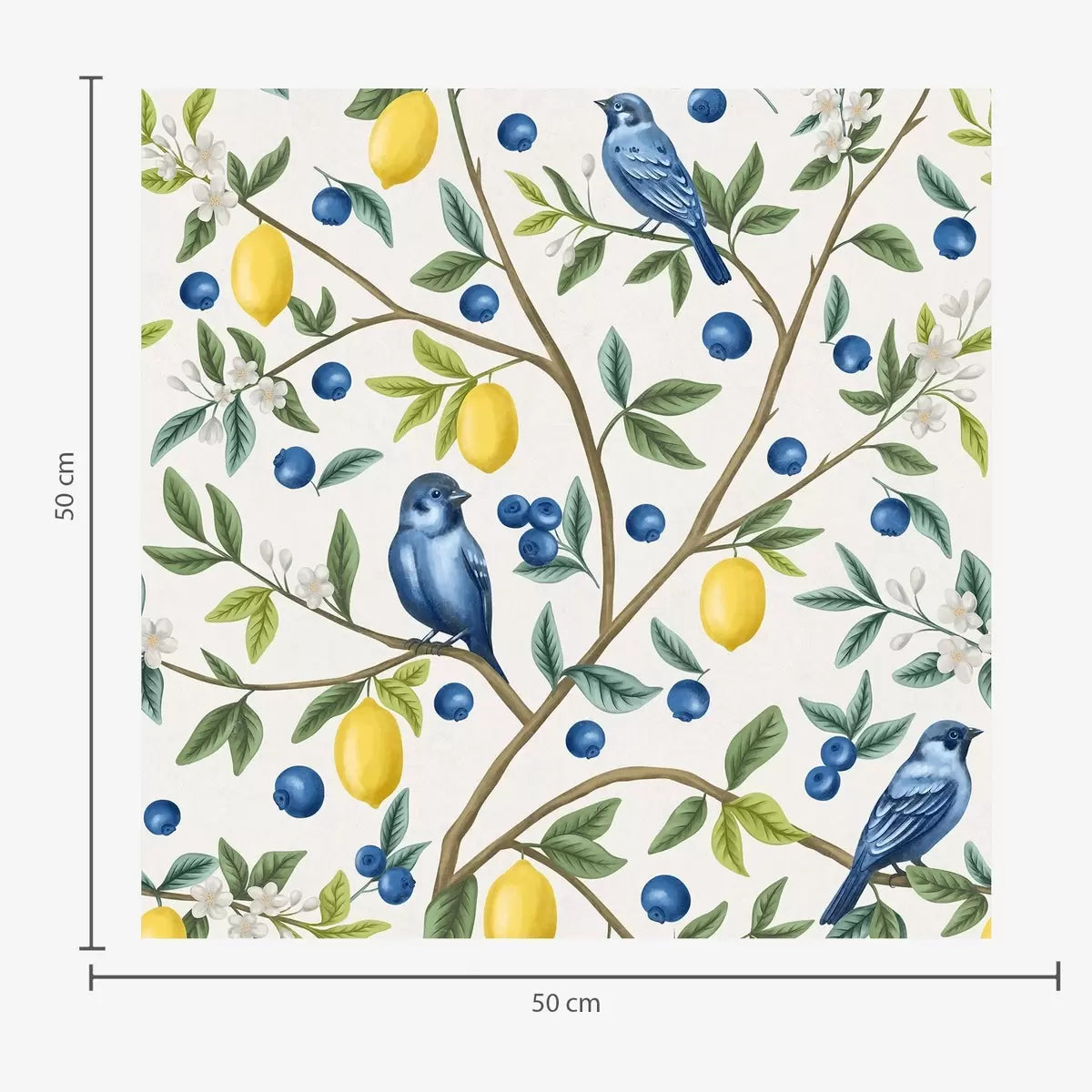 Papier peint Oiseaux et citronniers — mise en situation