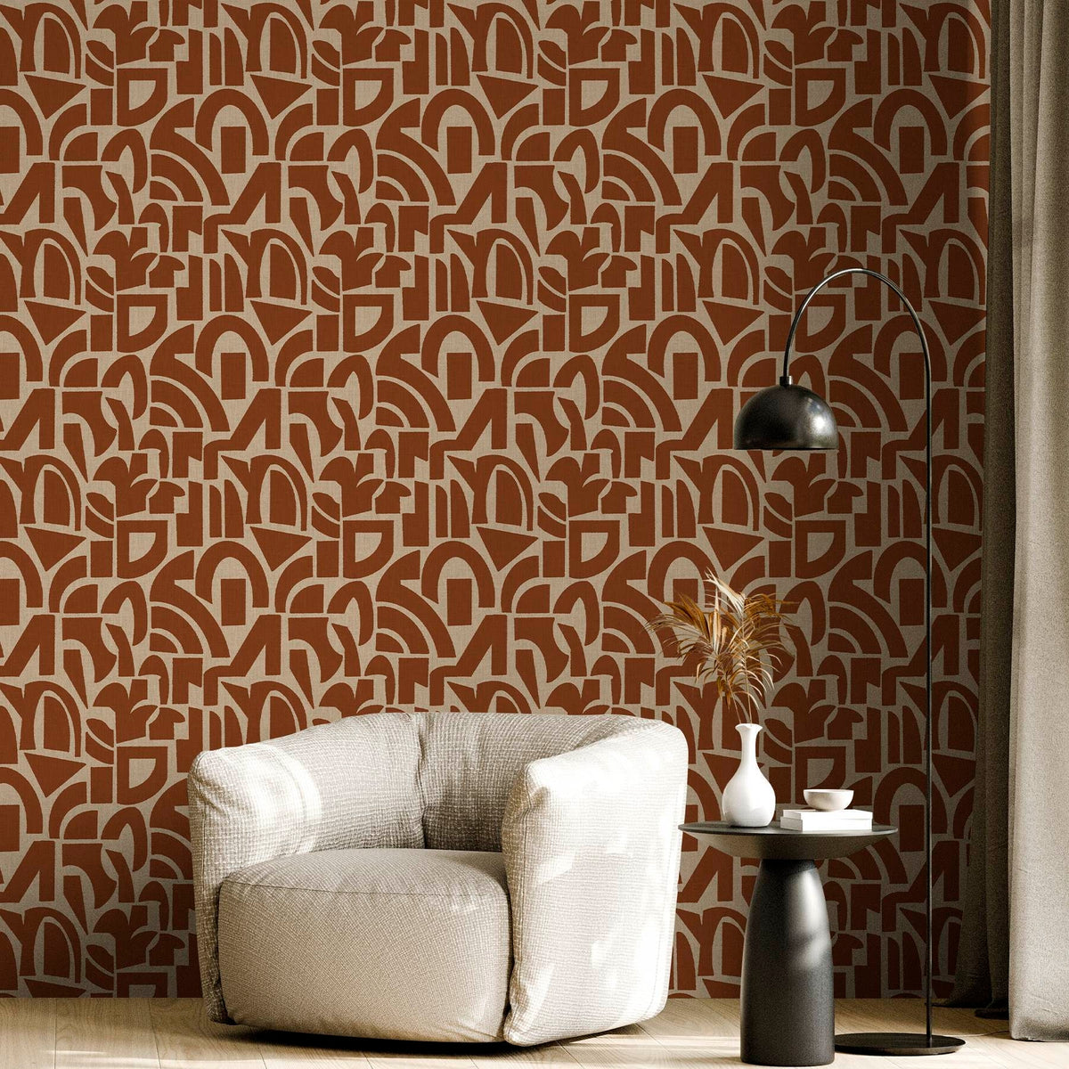 Papier peint Labyrinthe terracotta