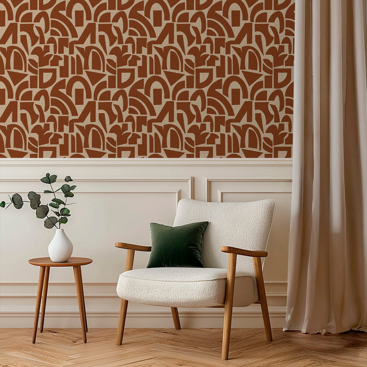 Papier peint Labyrinthe terracotta