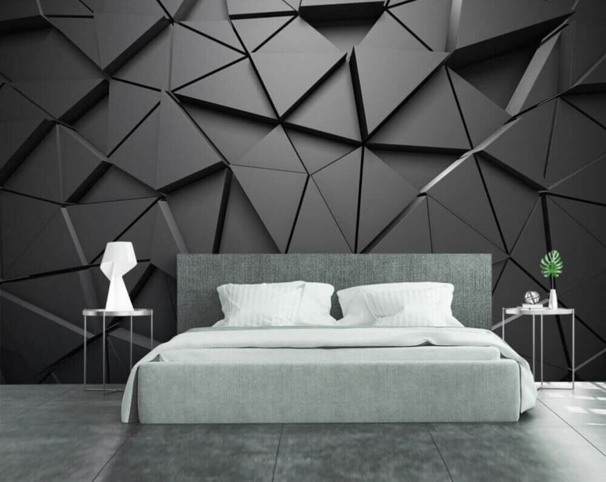Papier peint Mosaïque de facettes graphite