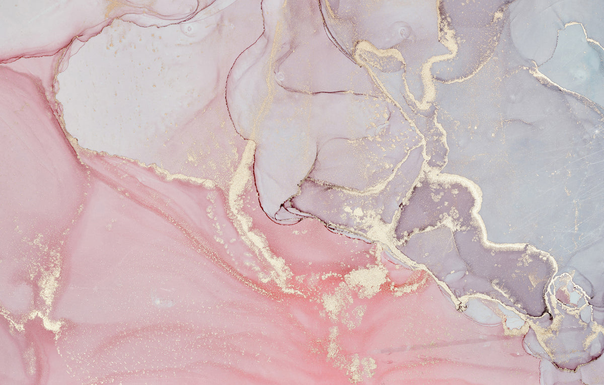 Papier peint Marbre rose veiné d’or