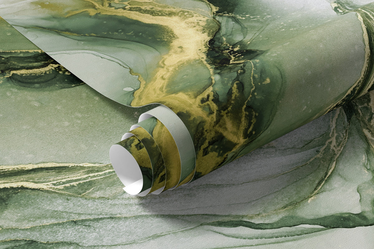Papier peint Rivières de marbre jade