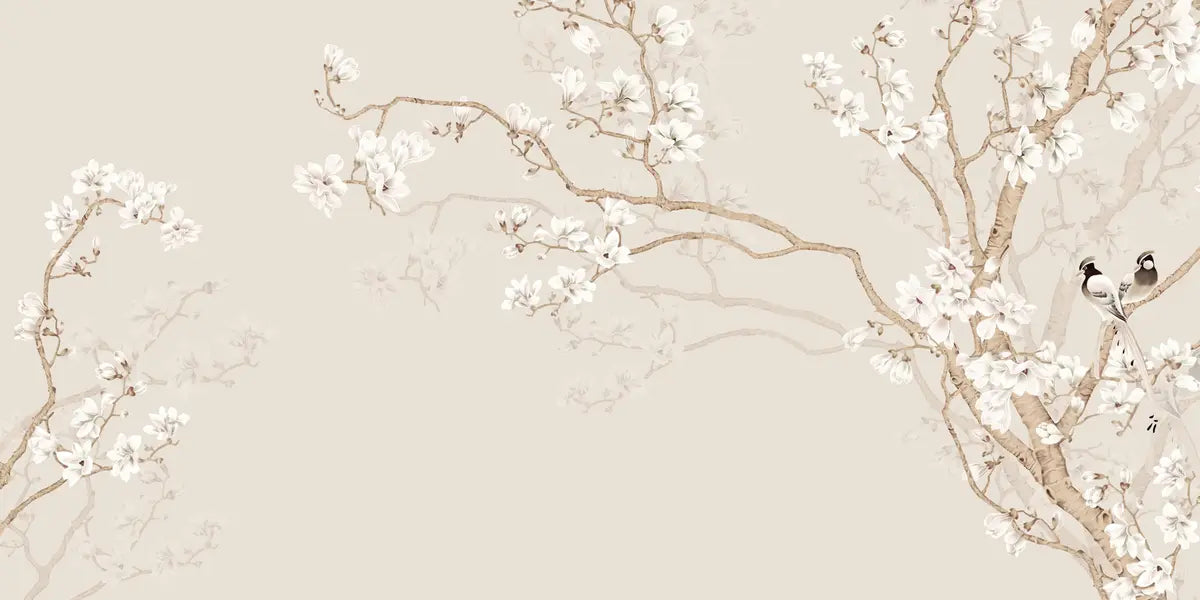 Papier peint Oiseaux parmi les fleurs