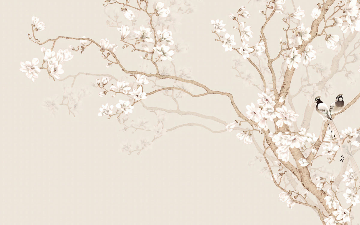 Papier peint Oiseaux parmi les fleurs