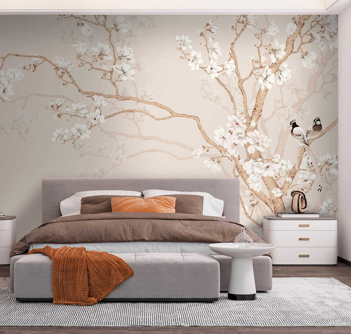Papier peint Oiseaux parmi les fleurs