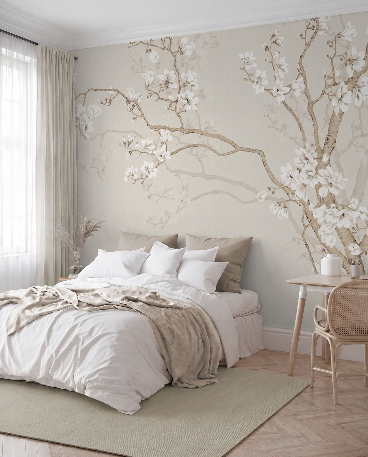 Papier peint Oiseaux parmi les fleurs