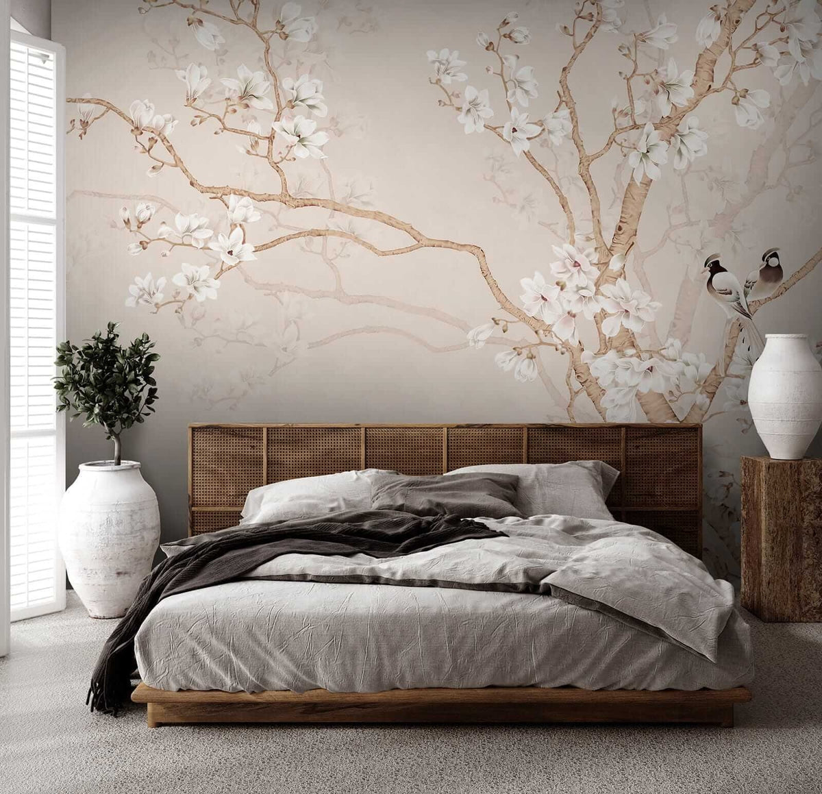 Papier peint Oiseaux parmi les fleurs