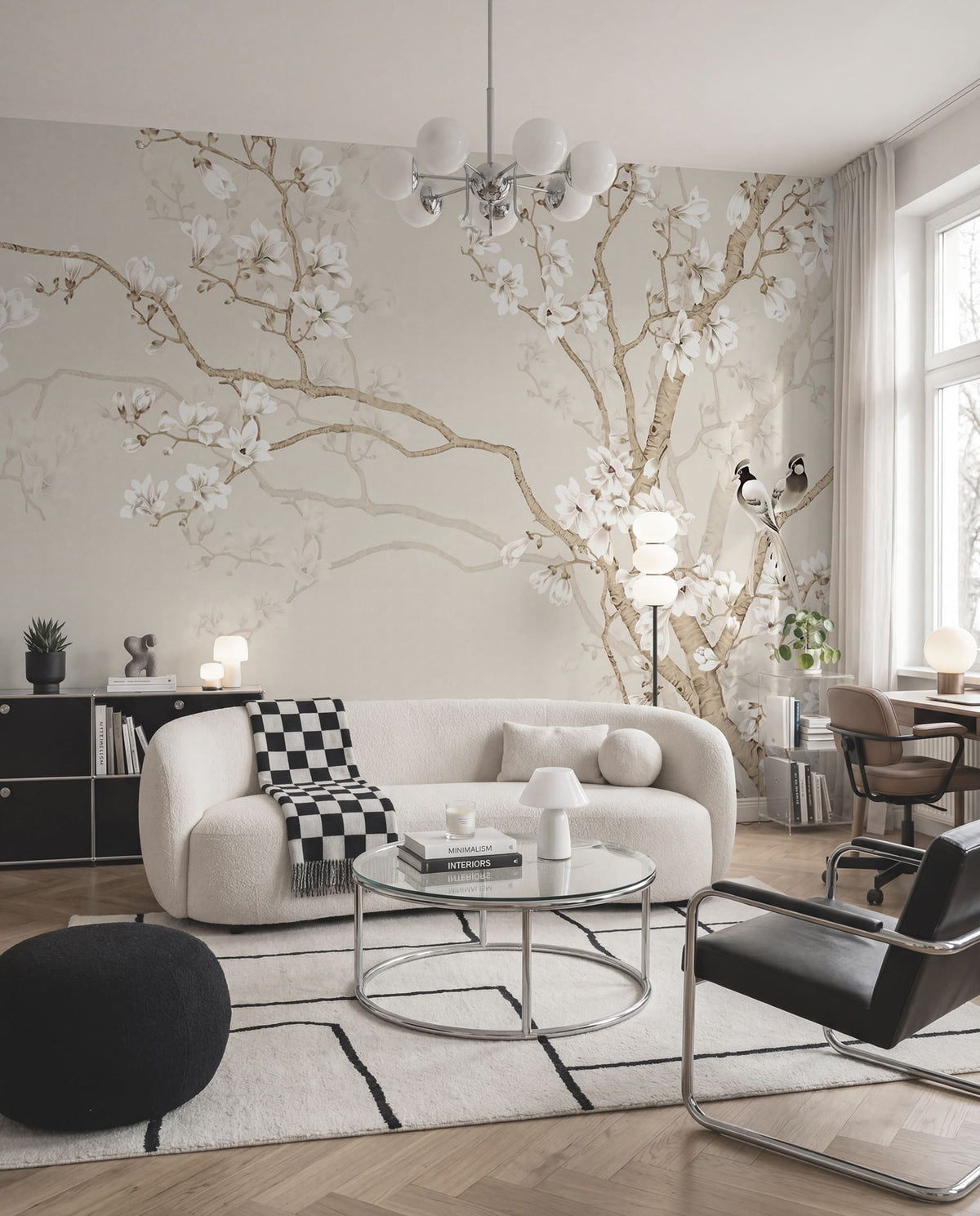 Papier peint Oiseaux parmi les fleurs