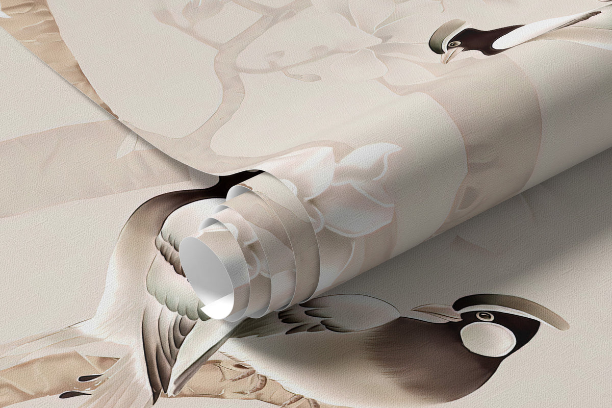 Papier peint Oiseaux parmi les fleurs