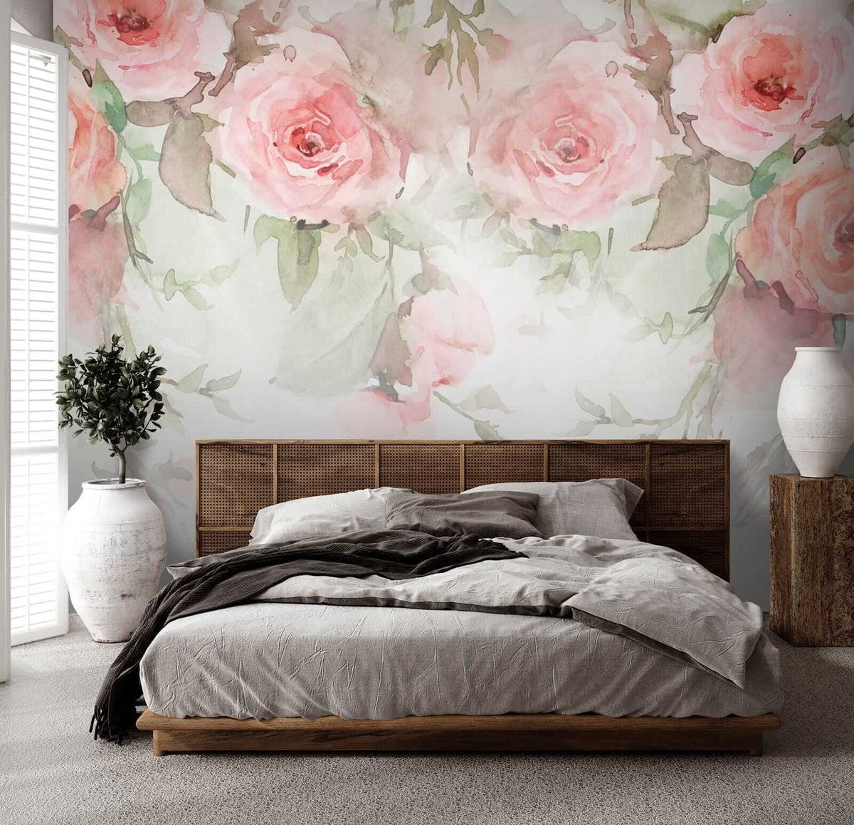 Papier peint Bordure de roses poudrées