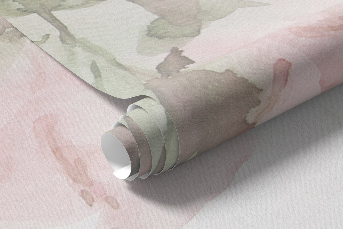 Papier peint Bordure de roses poudrées