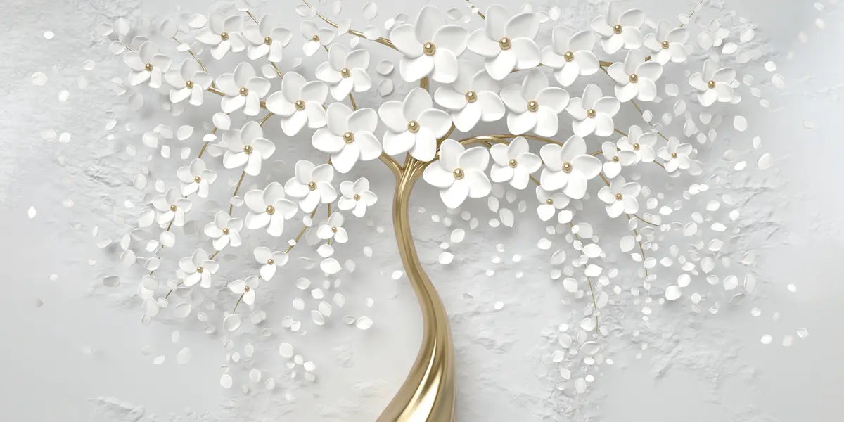 Papier peint Arbre aux pétales blancs