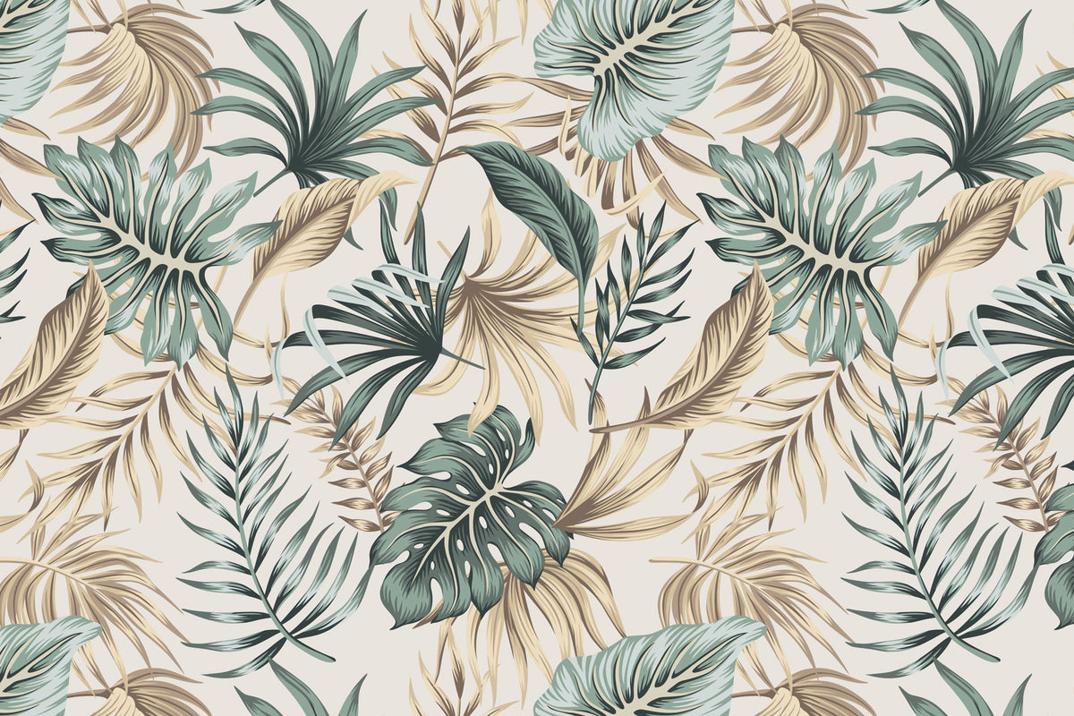 Papier peint Éventails de feuilles sauge