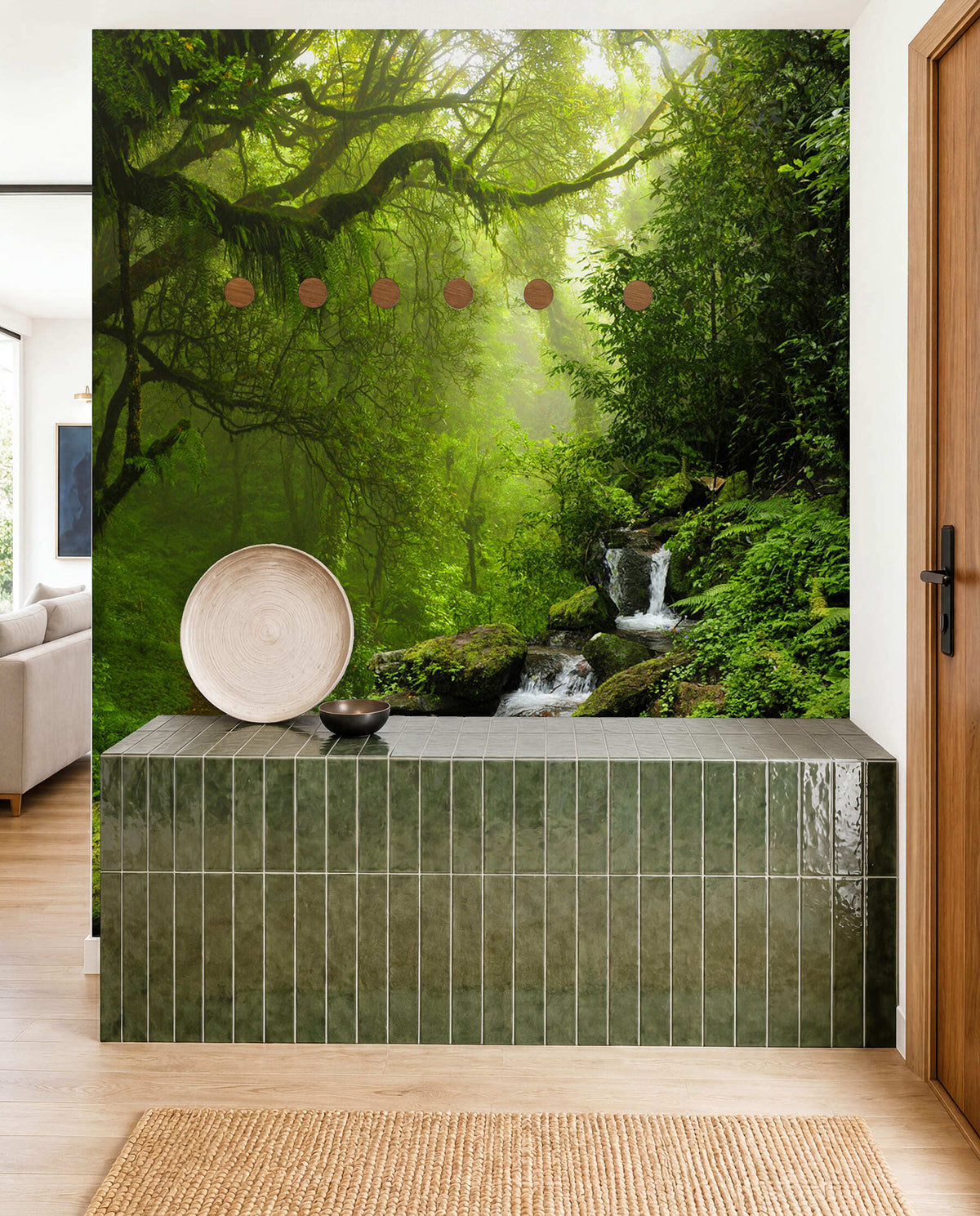 Papier peint Cascade cachée en forêt