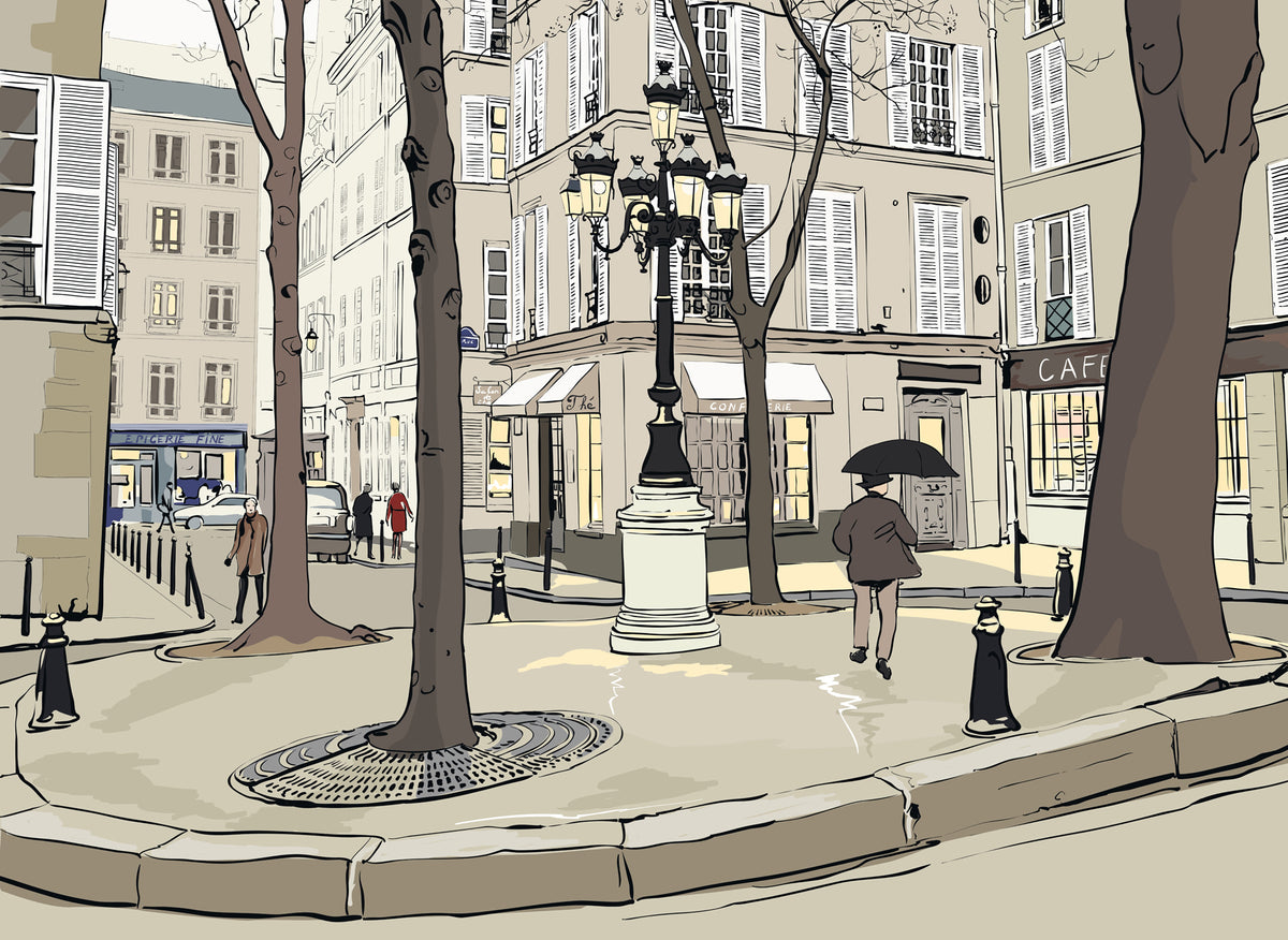 Papier peint Croquis au réverbère