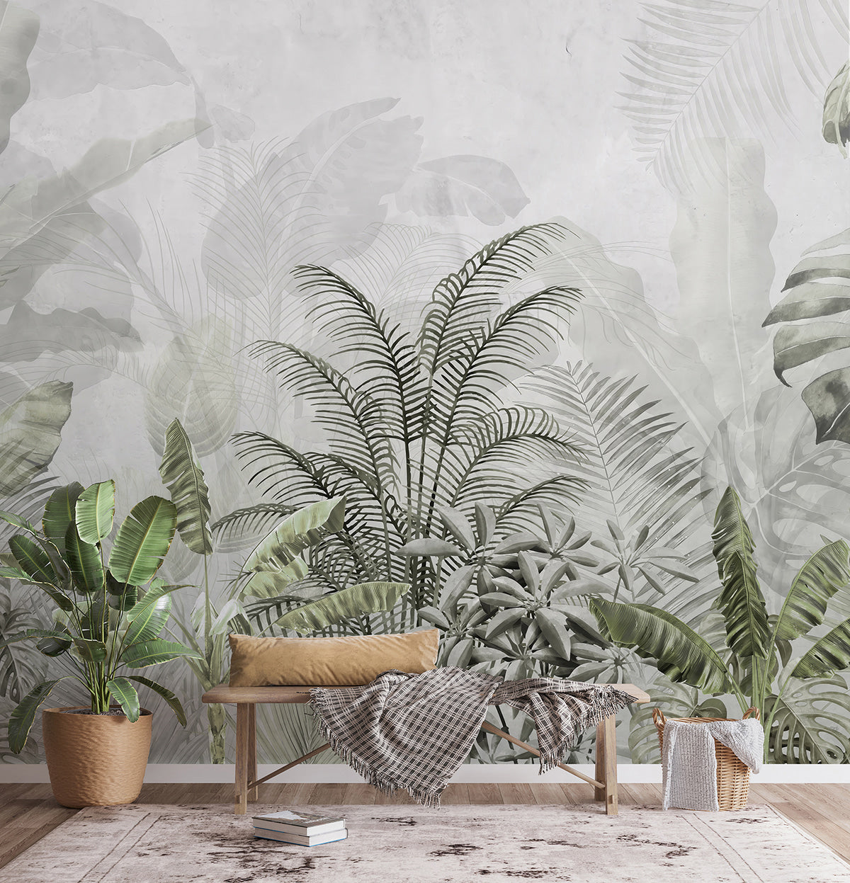Papier peint Jungle en graphite