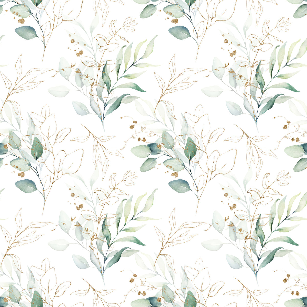 Papier peint Rameaux verts et traits fins