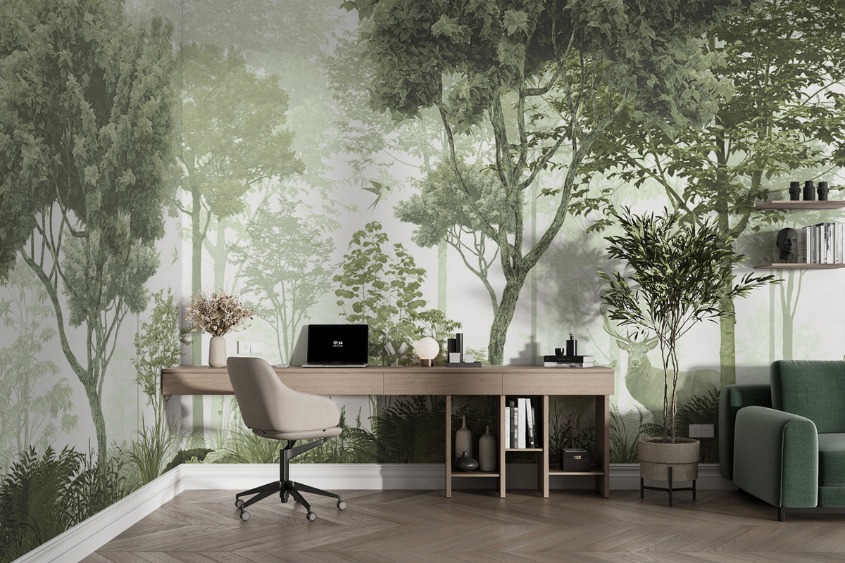 Papier peint Clairière en vert