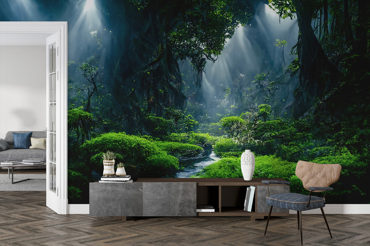 Papier peint Ruisseau des bois — mise en situation