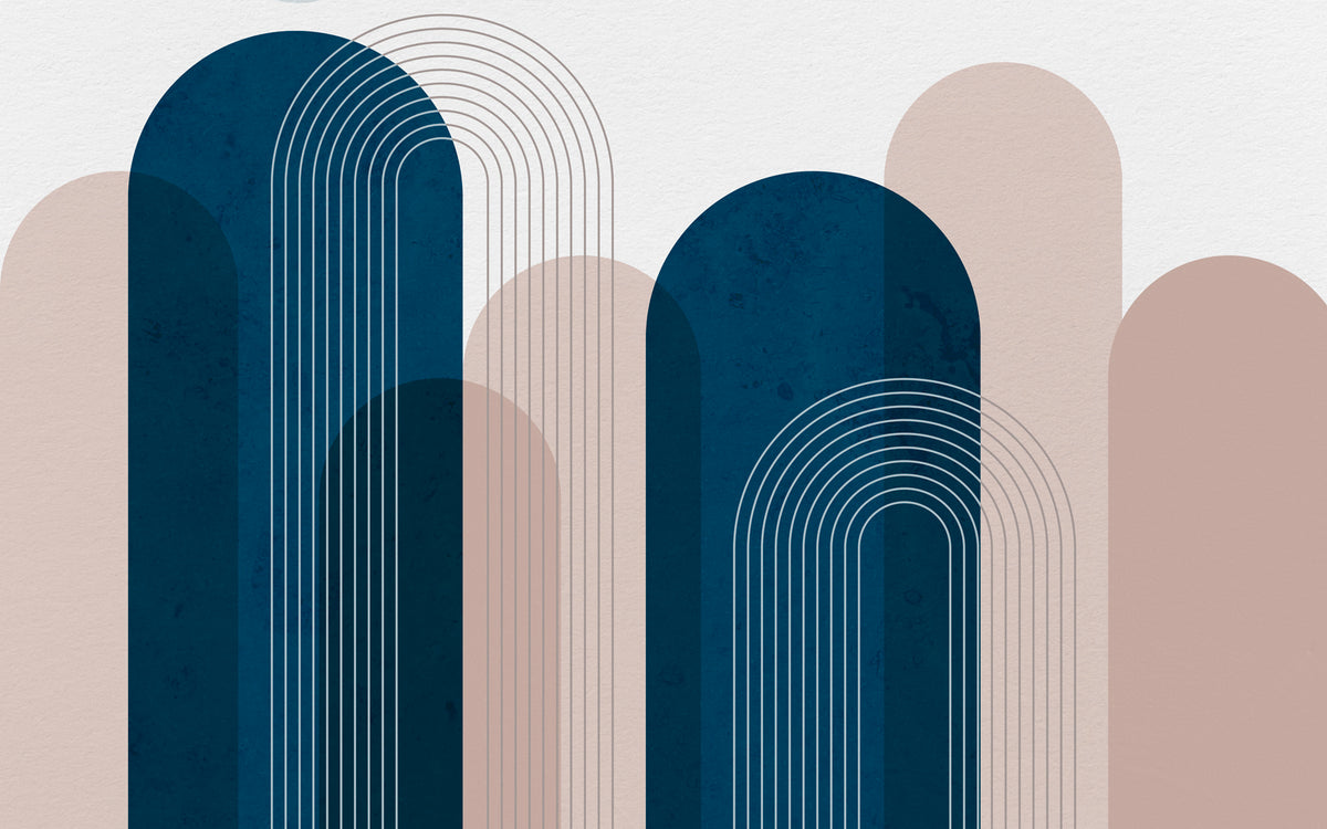 Papier peint Rythme d’arches bleu marine