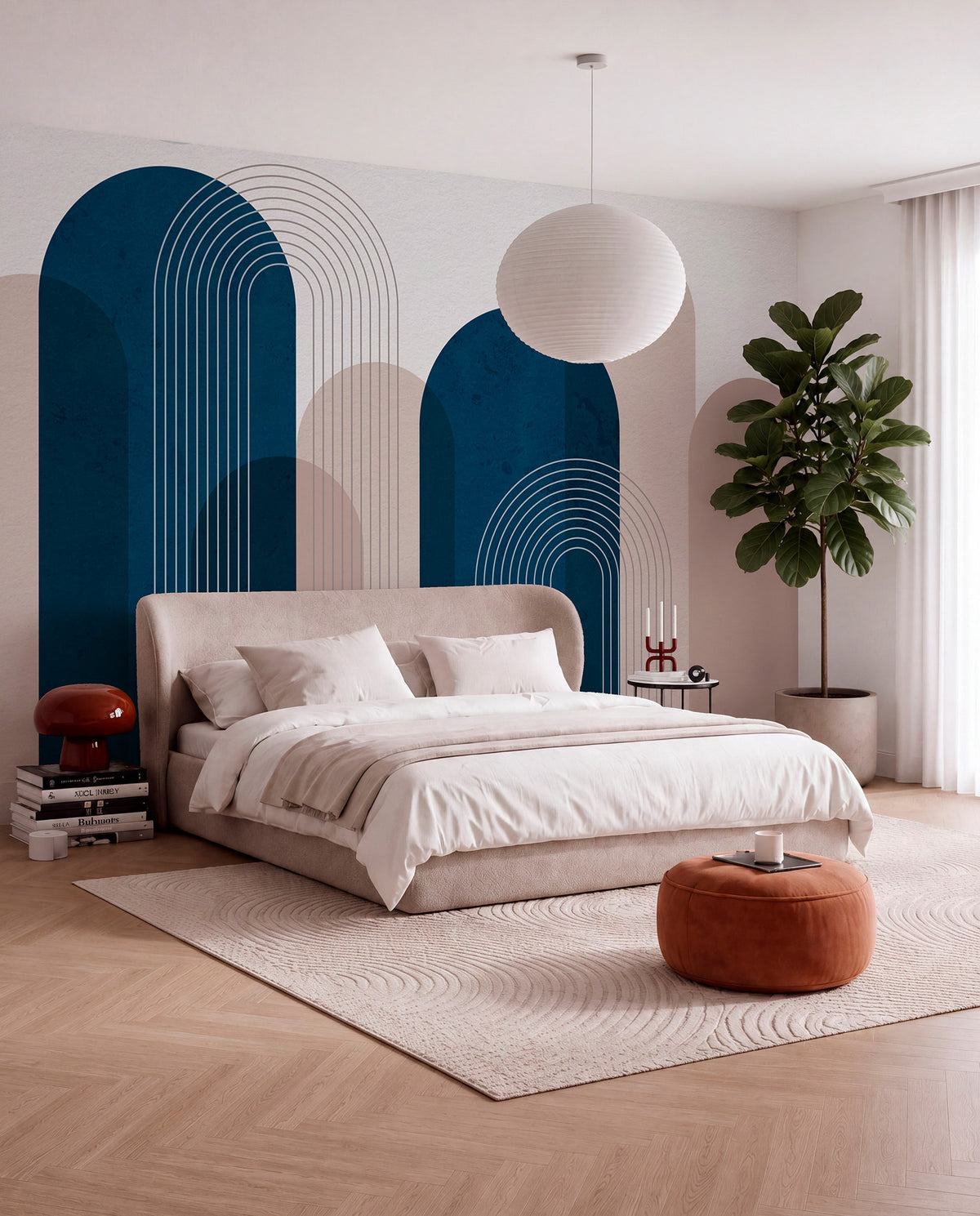 Papier peint Rythme d’arches bleu marine