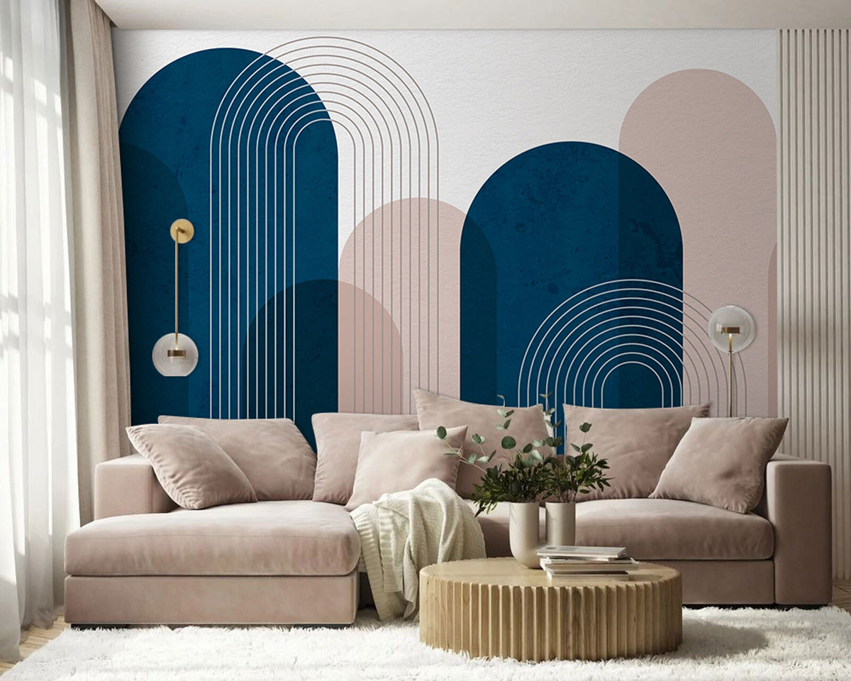 Papier peint Rythme d’arches bleu marine