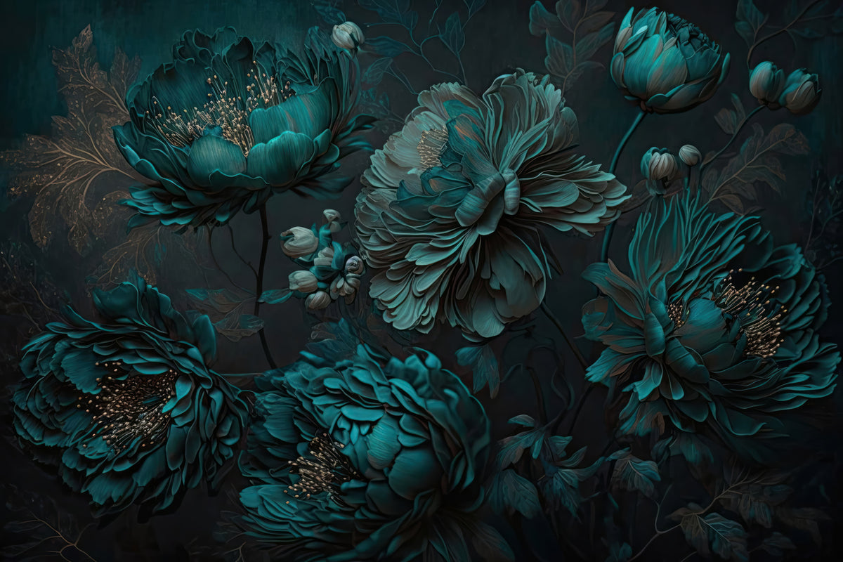 Papier peint Pivoines émeraude