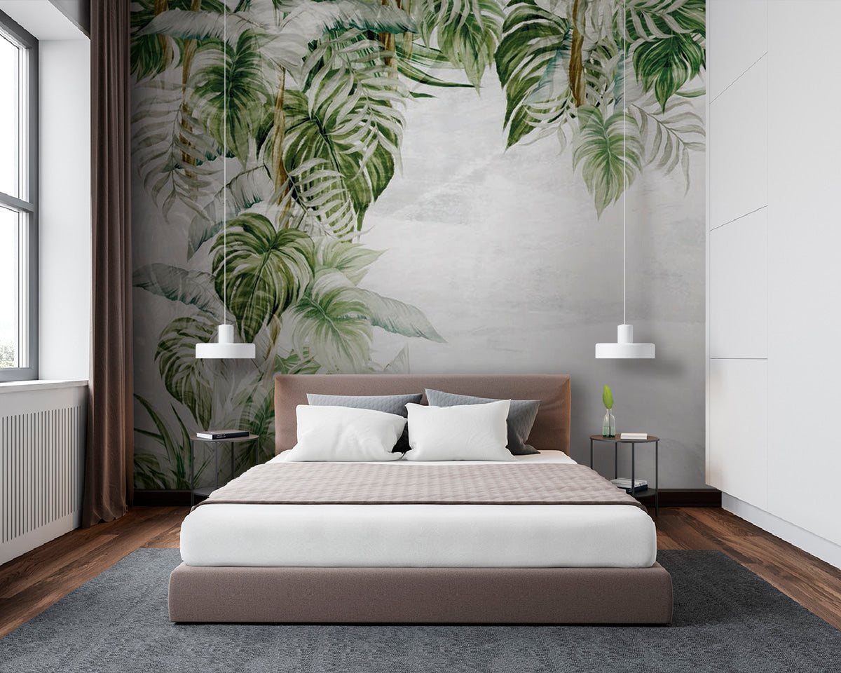 Papier peint Sous les feuilles tropicales
