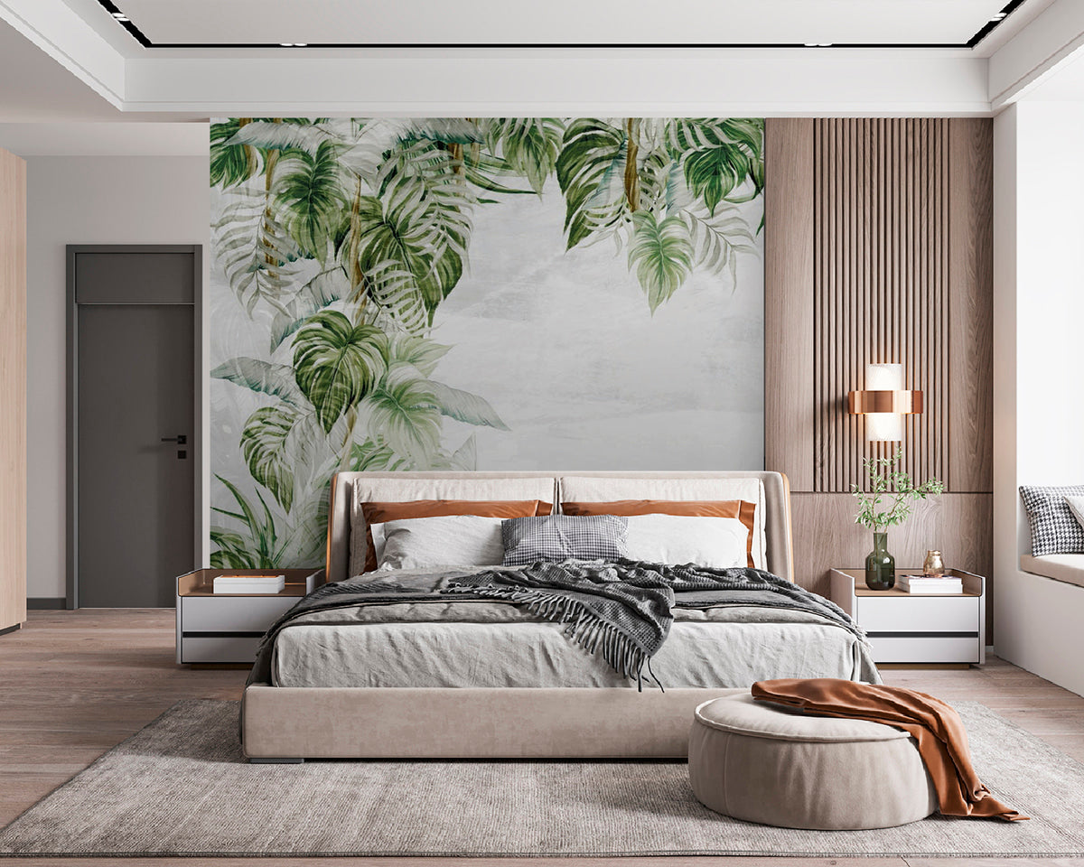 Papier peint Sous les feuilles tropicales