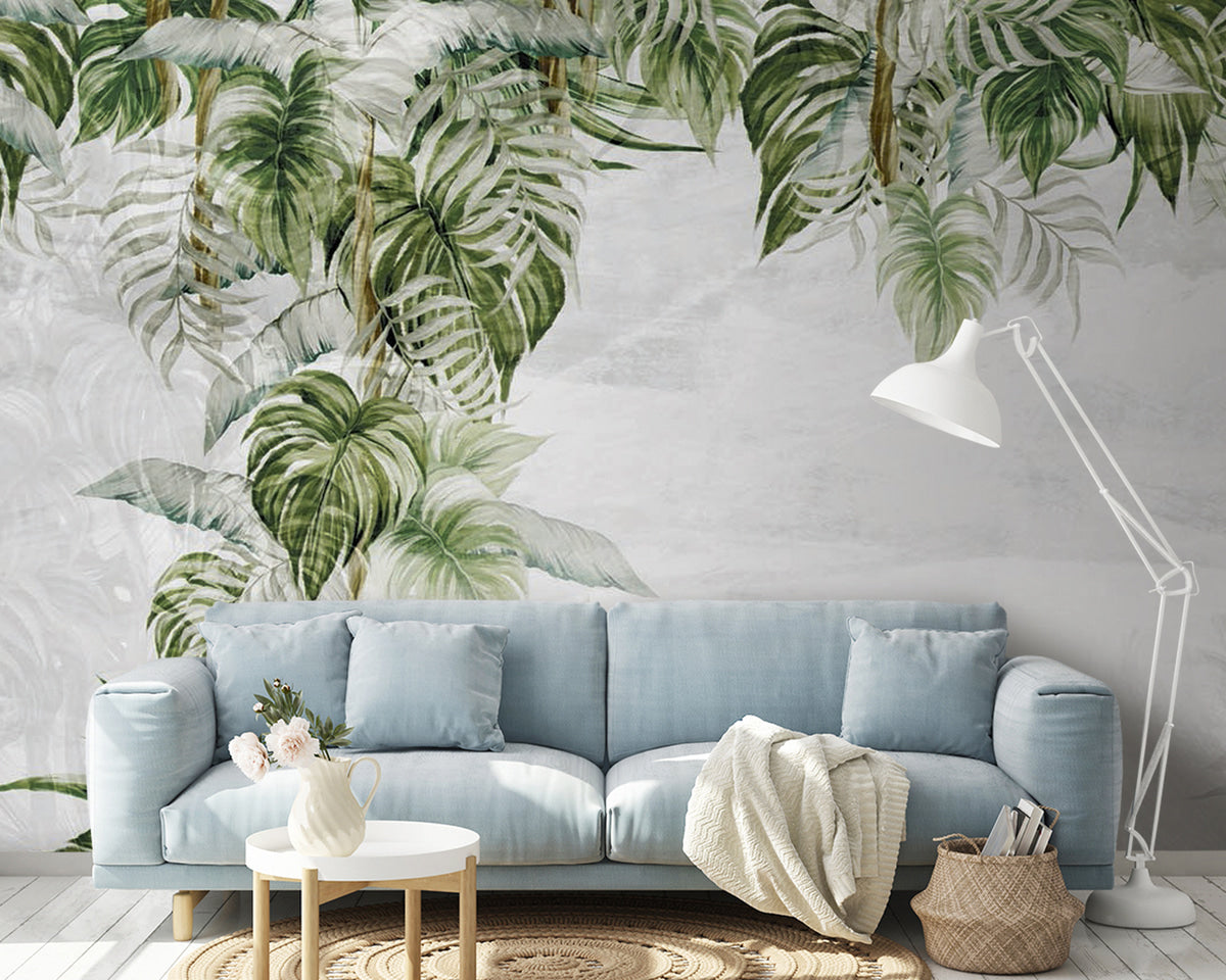 Papier peint Sous les feuilles tropicales