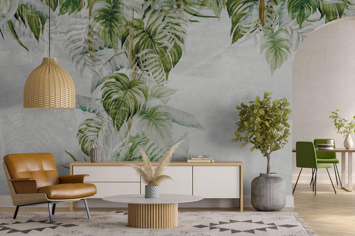 Papier peint Sous les feuilles tropicales